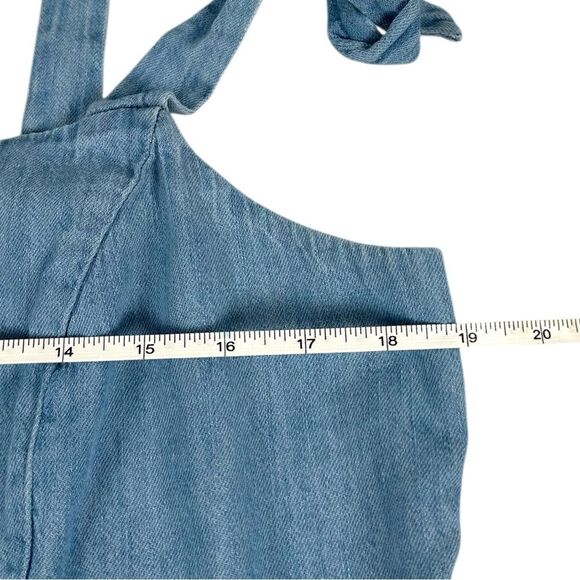 Old Navy Fitted Tie-Shoulder Cropped Chambray Jean Corset Cami Tank Top Size XL - Picture 5 of 6